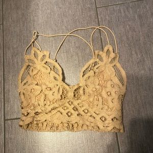 Lace light brown cropped tank top
